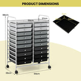 20 Drawers Rolling Storage Cart Studio Organizer-Black & Gray
