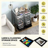 20 Drawers Rolling Storage Cart Studio Organizer-Black & Gray
