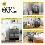 20 Drawers Rolling Storage Cart Studio Organizer-Black & Gray