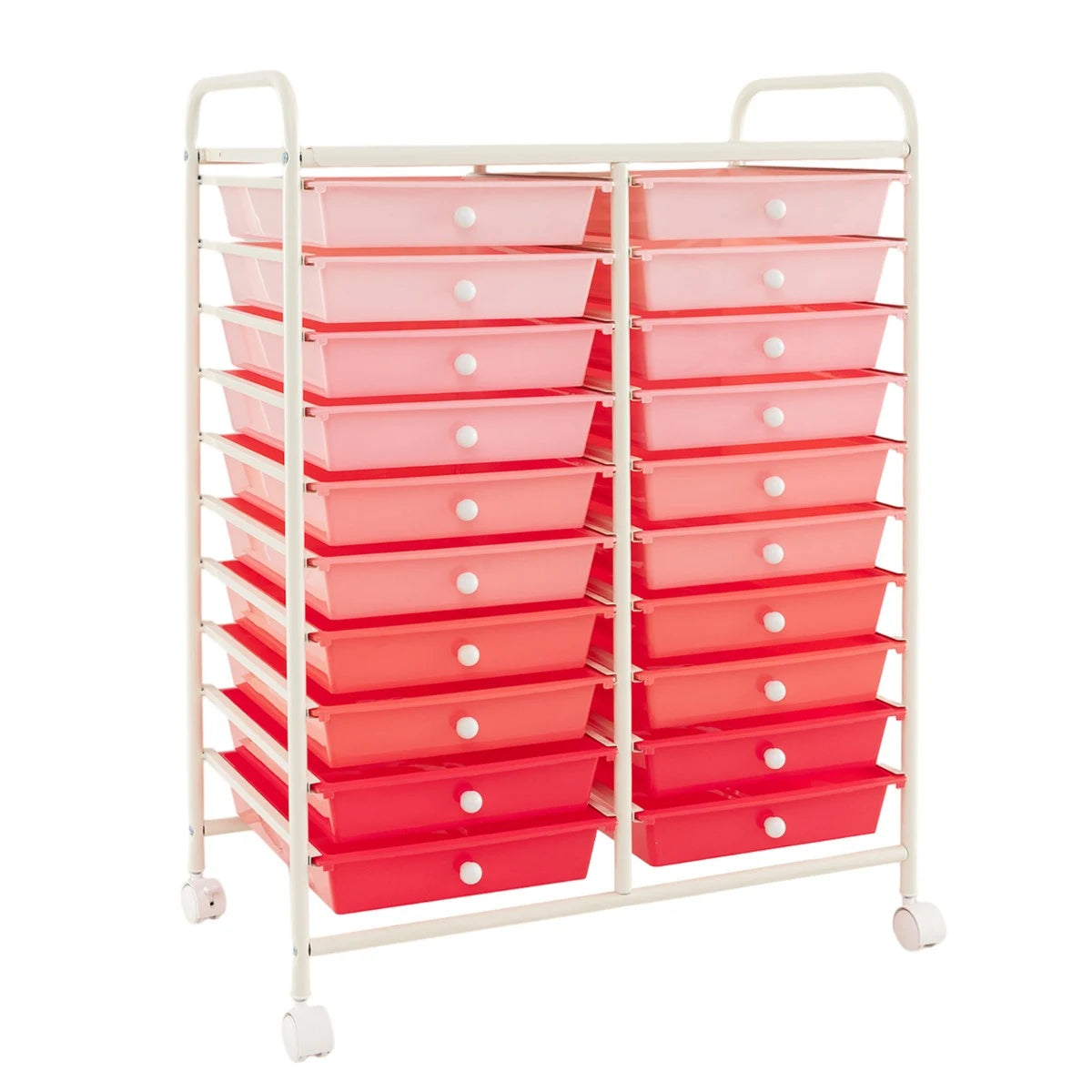 20 Drawers Rolling Storage Cart Studio Organizer-Pink