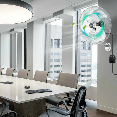 20 Inch Heavy Duty Metal Wall Mount Fan with 3 Fan Speeds-Silver