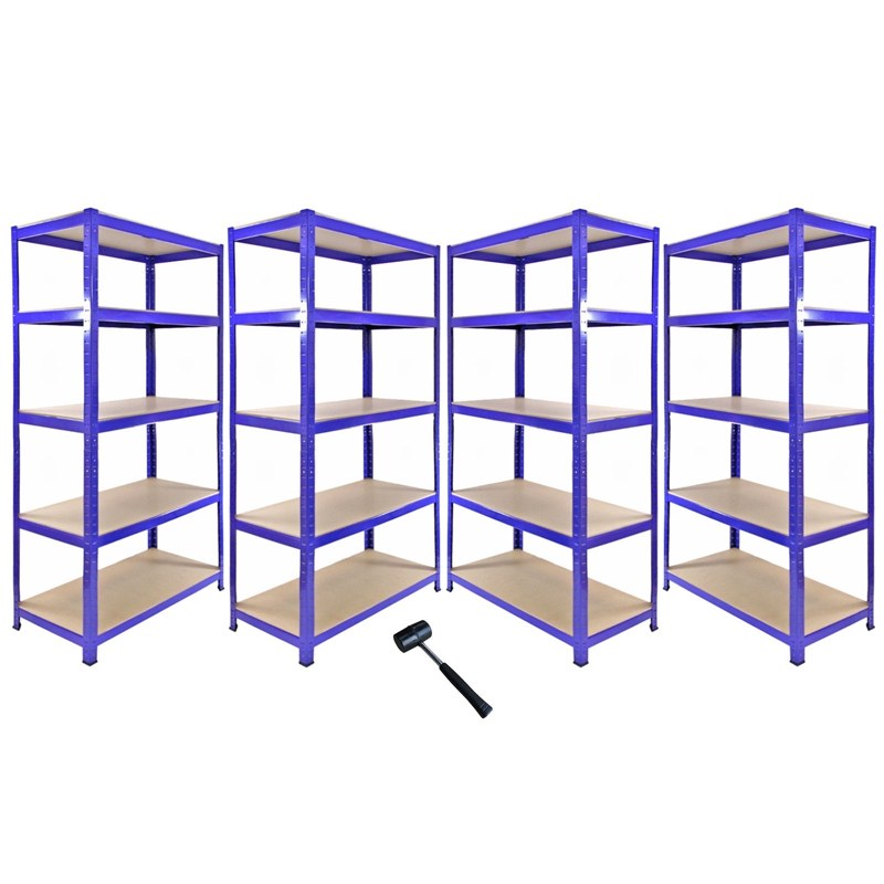 Monster Racking T-Rax Corner Shelving Unit & 4x 90cm Garage Storage Bays, Blue F1