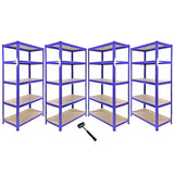 Monster Racking T-Rax Corner Shelving Unit & 4x 90cm Garage Storage Bays, Blue F1