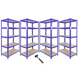 Monster Racking T-Rax Corner Shelving Unit & 4x 90cm Garage Storage Bays, Blue