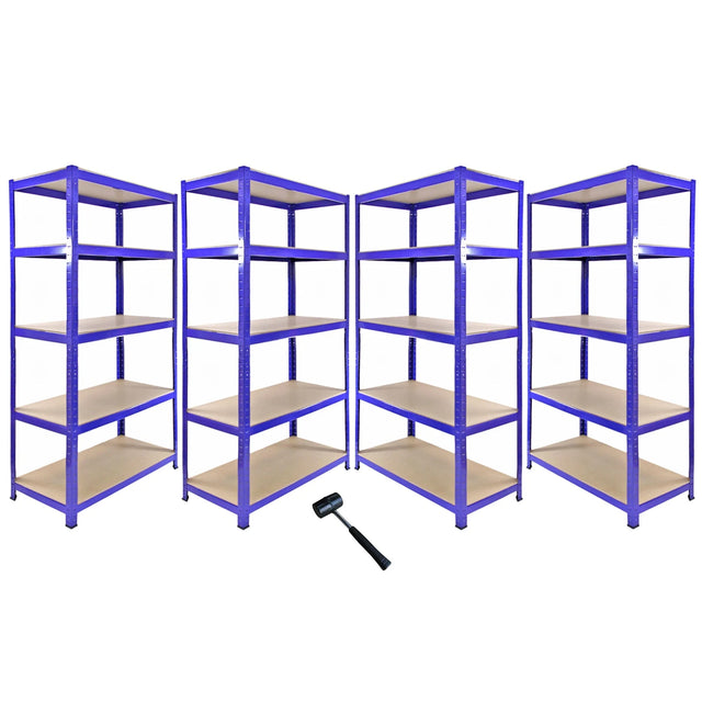 Monster Racking T-Rax Corner Shelving Unit & 4x 90cm Garage Storage Bays, Blue
