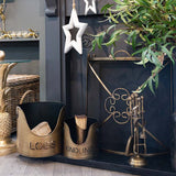Bronze Finish Logs And Kindling Buckets & Matchstick Holder