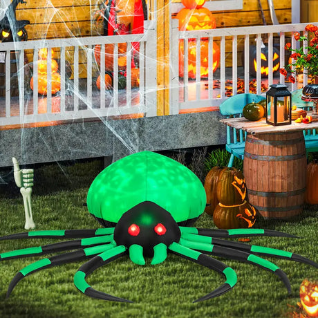 200CM Halloween Inflatable Spider with Green Body Lights