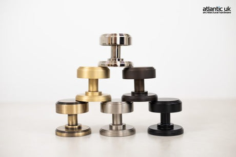 Millhouse Brass Boulton Brass Stepped Mortice Knob on Concealed Fix Rose - Satin Brass - Set