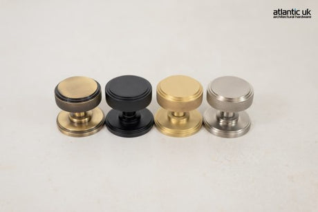 Millhouse Brass Harrison Solid Brass Knurled Mortice Knob on Concealed Fix Rose - Satin Nickel - Set