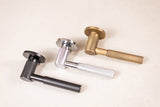 Millhouse Brass Mason Knurled Lever Door Handle on 5mm Slimline Round Rose - Satin Brass - Set