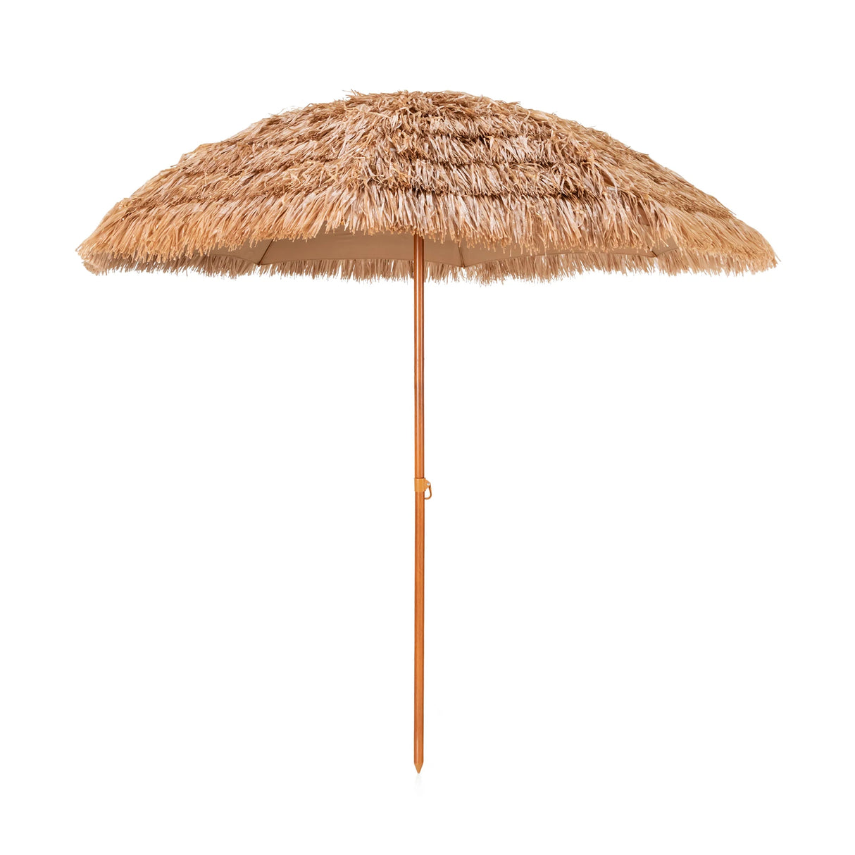 8 FT Thatched Tiki Umbrella with 8 Metal Ribs & 7-Tier Straw Top