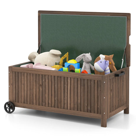 56-Gallon Wood Deck Box with Removable Waterproof PE Liner-Brown