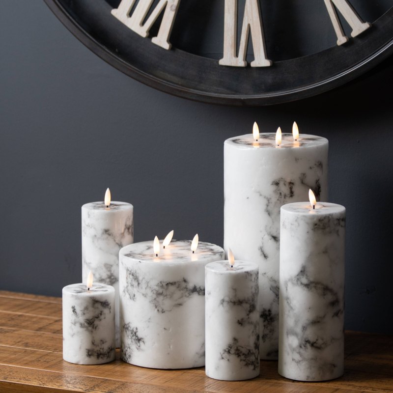 Luxe Collection Natural Glow 3x4 Marble Effect LED Candle