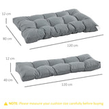 Outsunny 2Pcs Garden Tufted Pallet Cushions Seat Pad Back Cushion Indoor Outdoor Grey