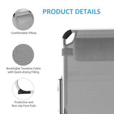 Outsunny Foldable Outdoor Sun Lounger Set of 2, Reclining Lounge Chair Camping Bed Cot with Pillow 4-Level Adjustable Back Aluminium Frame, Light Grey