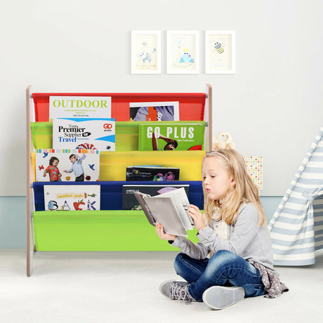 Children's Bookshelf with 4 Storage Compartments