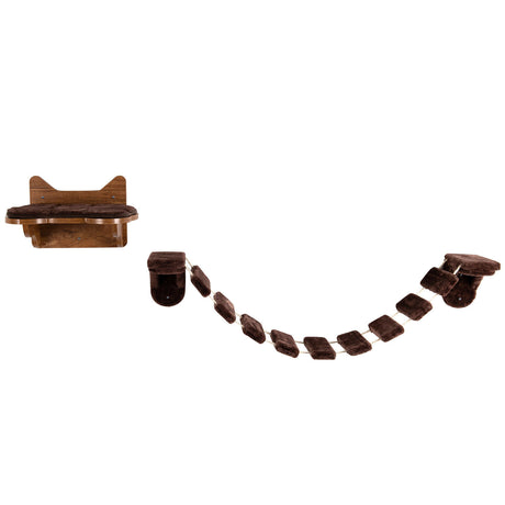 Wall-Mounted Cat Climbing Frame with Ladder Walkway for Indoor Cat