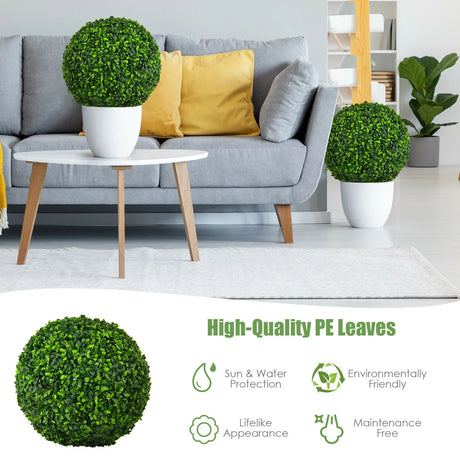 2-Piece 40cm Artificial Topiary Ball for Backyard, Home Decor