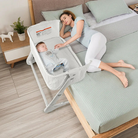 Baby Height Adjustable Bassinet w/ Washable Mattress-White
