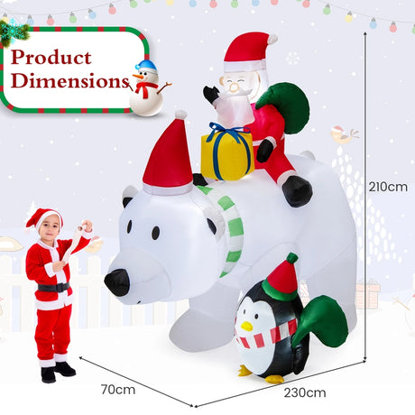 210 cm LED Lighted Xmas Inflatable Polar Bear with Shaking Head