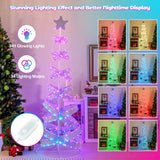 210 cm Outdoor Spiral Pre-lit Christmas Tree with Collapsible Color Lights