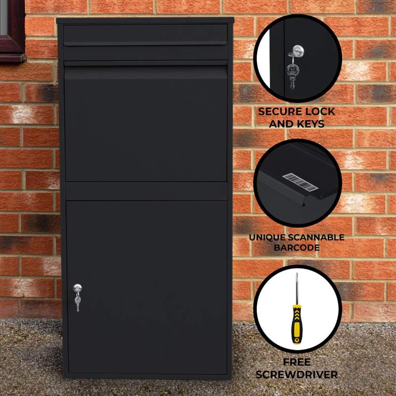 Black Anti-Theft Parcel Post Box XL