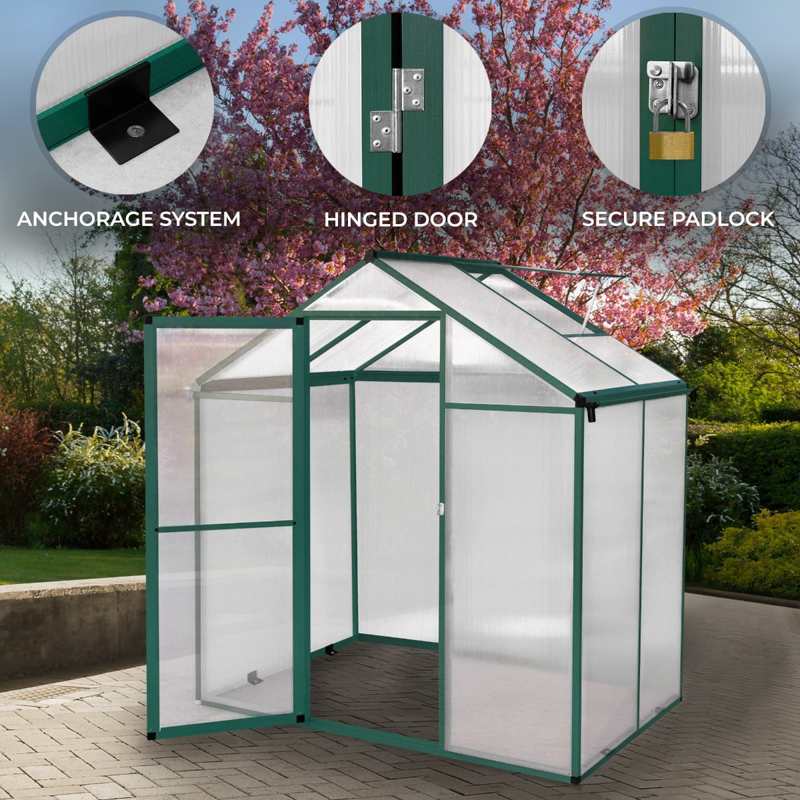 Polycarbonate Greenhouse 6ft x 4ft – Green