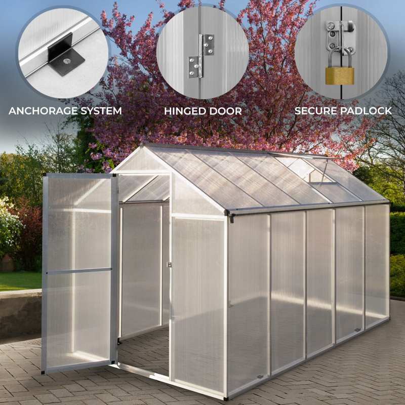 Polycarbonate Greenhouse 6ft x 10ft – Silver