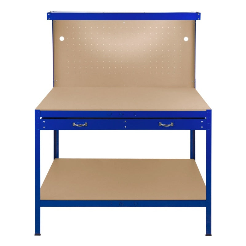 Workbench with Pegboard, Drawer & Light – Blue