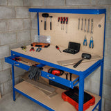 Workbench with Pegboard, Drawer & Light – Blue