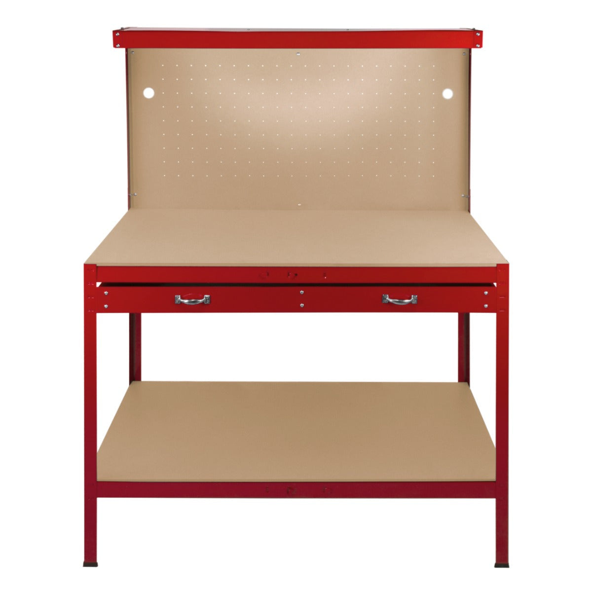Workbench with Pegboard, Drawer & Light  Red
