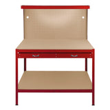 Workbench with Pegboard, Drawer & Light  Red