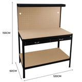 Workbench with Pegboard, Drawer & Light  Black