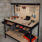 Workbench with Pegboard, Drawer & Light  Black