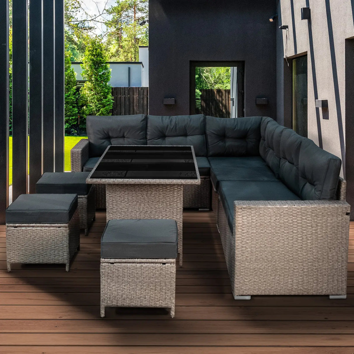 Rattan Corner Set - Grey