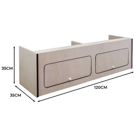 Overhead Camper Cabinet With Black Trim  120cm x 35cm x 35cm
