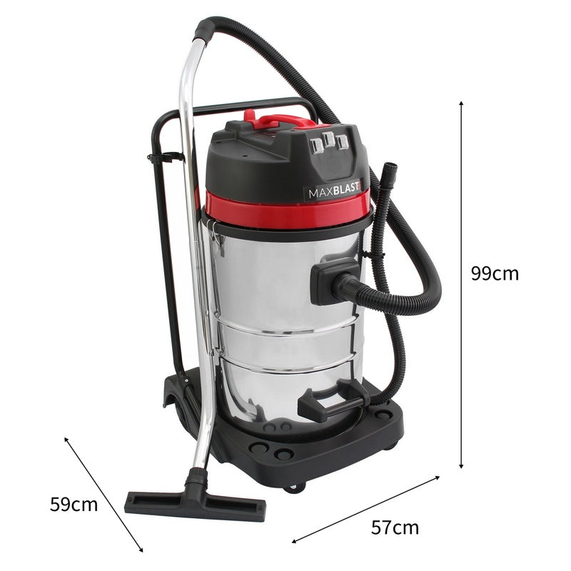 80L Industrial Vacuum, 4 Attachments & 3 Hoover Bags