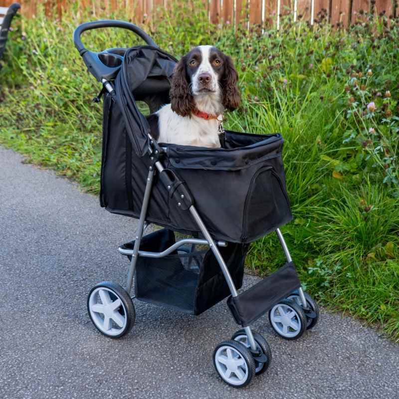 Pet Stroller with Rain Cover – Black