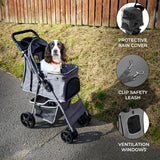 Pet Stroller with Rain Cover  Grey