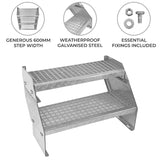 Adjustable 2 Section Galvanised Staircase - 600mm Wide