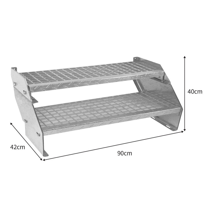 Adjustable 2 Section Galvanised Staircase - 900mm Wide