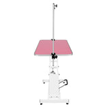 White Hydraulic Grooming Table - Pink Table Top