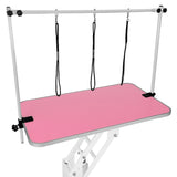 White Hydraulic Grooming Table - Pink Table Top