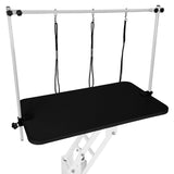 White Hydraulic Grooming Table - Black Table Top