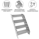 Adjustable 4 Section Galvanised Staircase - 600mm Wide