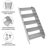 Adjustable 5 Section Galvanised Staircase - 600mm Wide