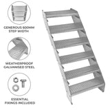 Adjustable 6 Section Galvanised Staircase - 600mm Wide