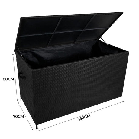 Rattan Cushion Storage Box 582L - Black