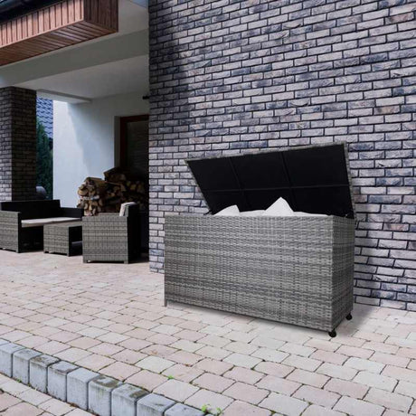 Rattan Cushion Storage Box 582L - Grey