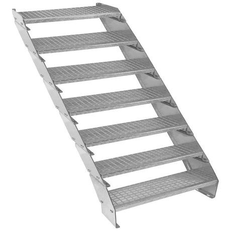 Adjustable 7 Section Galvanised Staircase - 900mm Wide